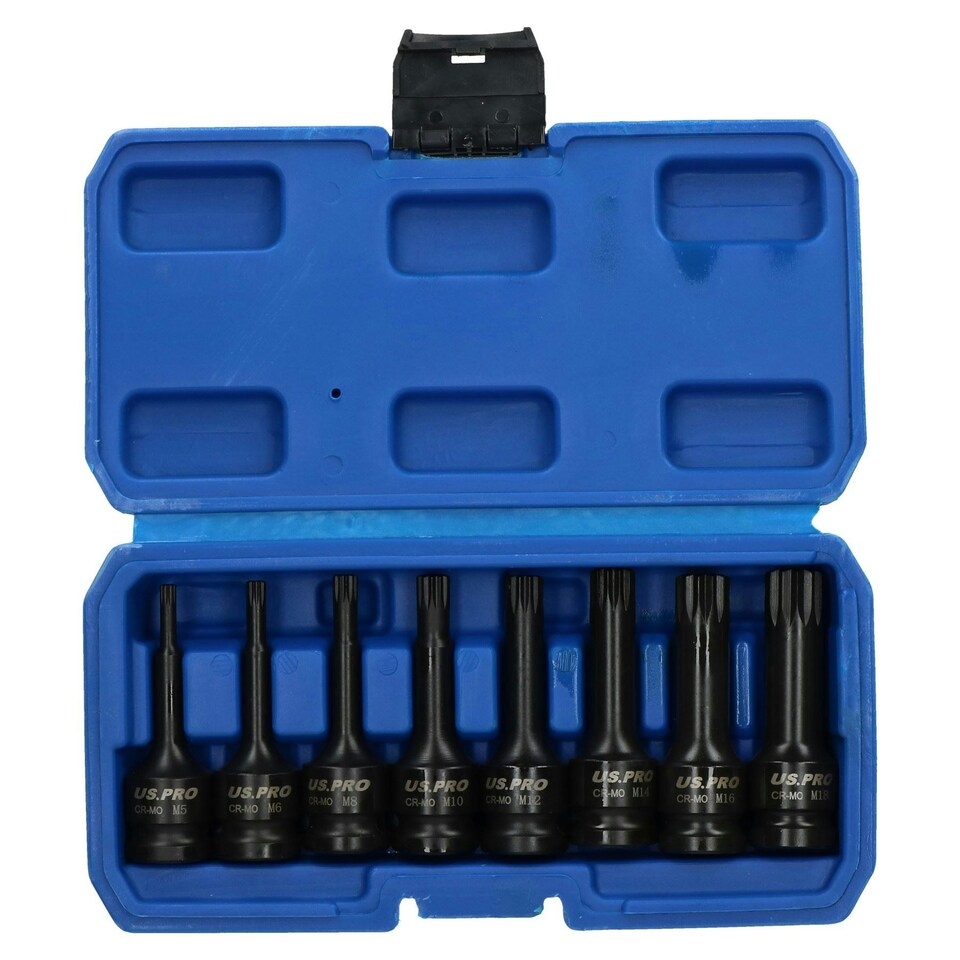 image 1 of Spline Socket set Triple Square 1/2" Drive M5 - M18 8pc Deep Impact AT831
