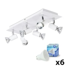ValueLights Consul Spotlight Gloss White Spotlight and GU10 Spotlight LED 5W Cool White 6500K Bulb