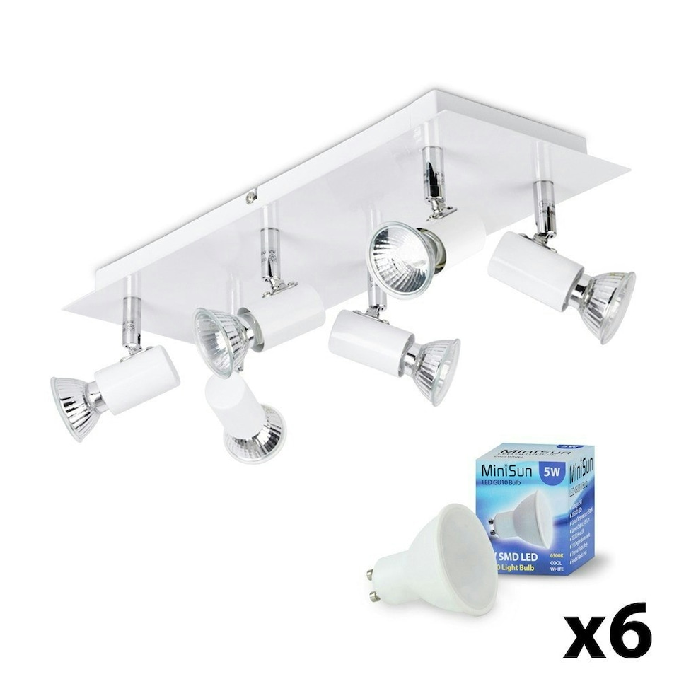 image 1 of ValueLights Consul Spotlight Gloss White Spotlight and GU10 Spotlight LED 5W Cool White 6500K Bulb