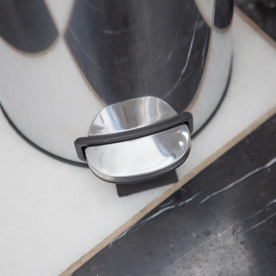 image 1 of Harbour Housewares 2pc Round Stainless Steel Pedal Bin & Toilet Brush Set - 5L - Chrome