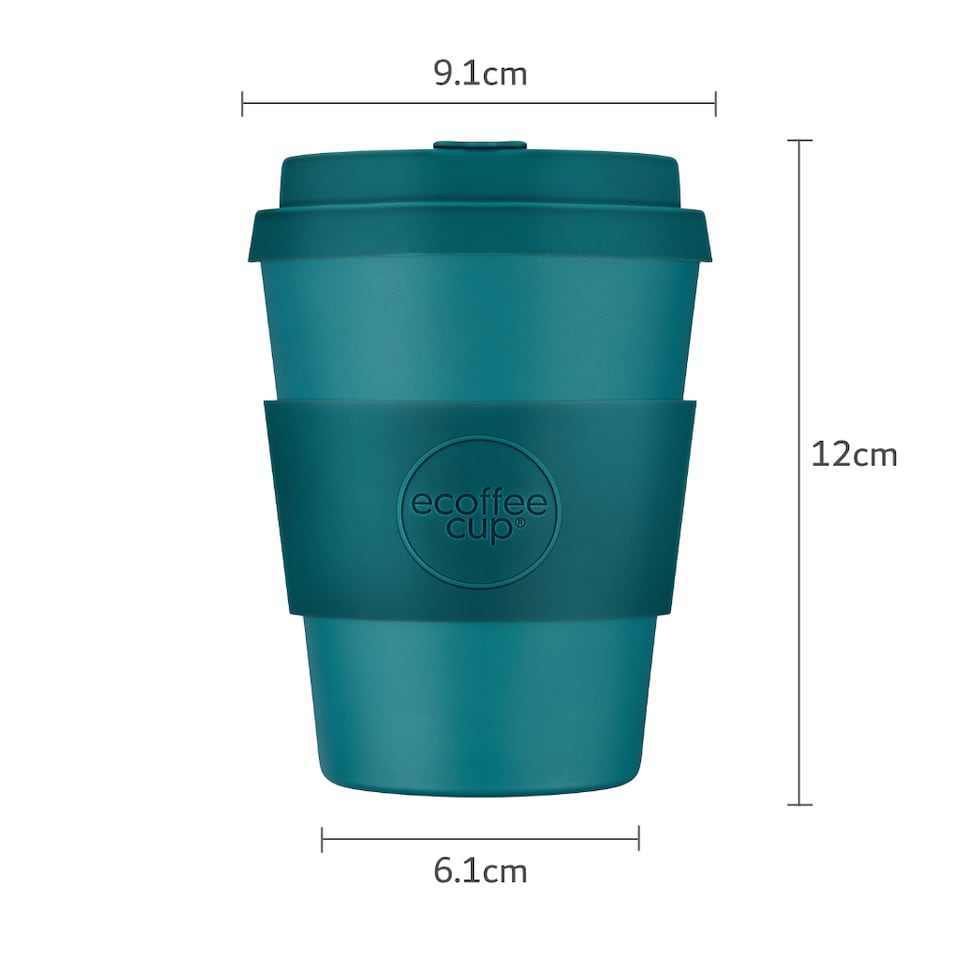 image 1 of Ecoffee Cup 12oz 350ml Reusable, Plant Based Coffee Cup with Silicone Lid & Sleeve - Bay of Fires