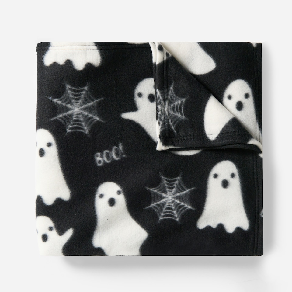 image 1 of OHS Autumnal Halloween Gonk Pumpkin Ghost Ghouls Soft Cosy Plush Warm Polar Fleece Throw Over Bed Blanket, 120x150cm Grey | Charcoal Autumnal Gonk