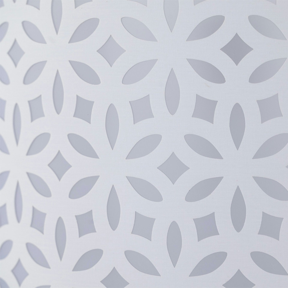 image 1 of First Choice Lighting Chrome Stick Floor Lamp with White Laser Cut Shade Chrome | White
