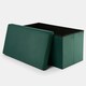 image 6 of OHS Matte Velvet Soft Long Rectangle Foldable Footstool Seat Storage Organiser Ottoman Green | Forest Green