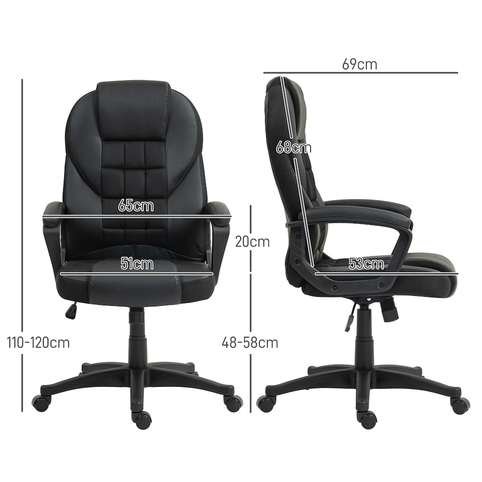 image 1 of HOMCOM Executive Office Chair High Back Computer Chair with Armrests Black