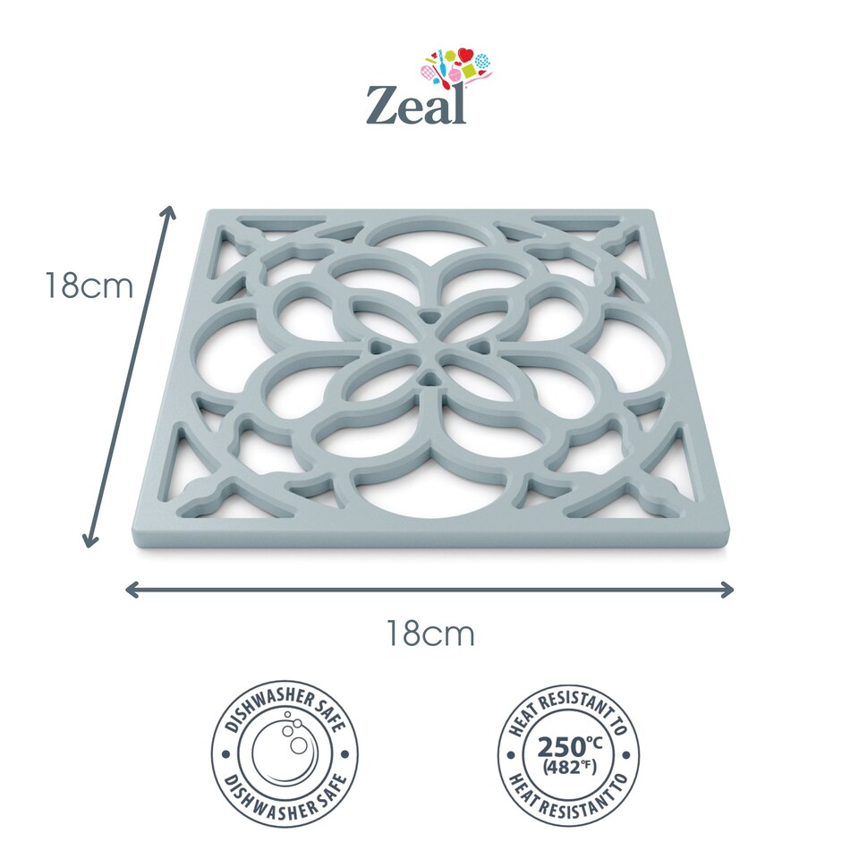 image 1 of Zeal Square Silicone Heritage Trivet, 18cm, Duck Egg Blue