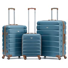 Flight Knight Suitcase Set, Large Suitcase, Extra Large Suitcase, Cabin Suitcase 55x40x20cm - 60+ Airlines Approved - EasyJet, Jet2, Ryanair Priority Carry On Blue | Blue/Tan  | Large