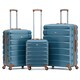 image 1 of Flight Knight Suitcase Set, Large Suitcase, Extra Large Suitcase, Cabin Suitcase 55x40x20cm - 60+ Airlines Approved - EasyJet, Jet2, Ryanair Priority Carry On Blue | Blue/Tan  | Large