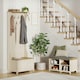 image 3 of VonHaus Hallway Unit Coat Stand with Shoe Storage Bench Cream | One Size