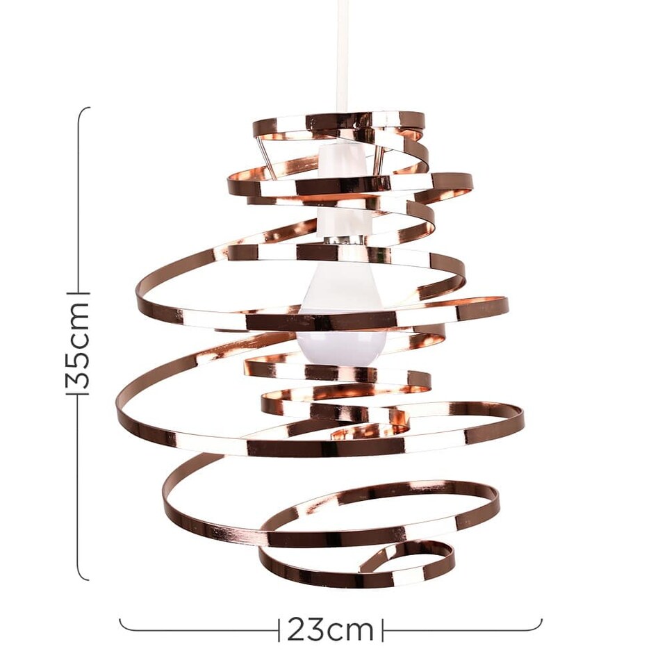 image 1 of ValueLights Contemporary Copper Metal Double Ribbon Spiral Swirl Ceiling Light Pendant