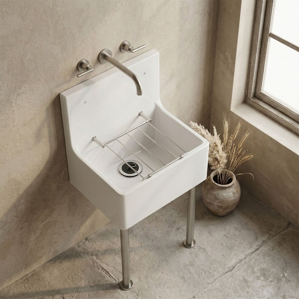 image 1 of Balterley Traditional Fireclay Cleaner Sink with Waste | White | White | 535.0000 x 515.0000 x 393.0000mm
