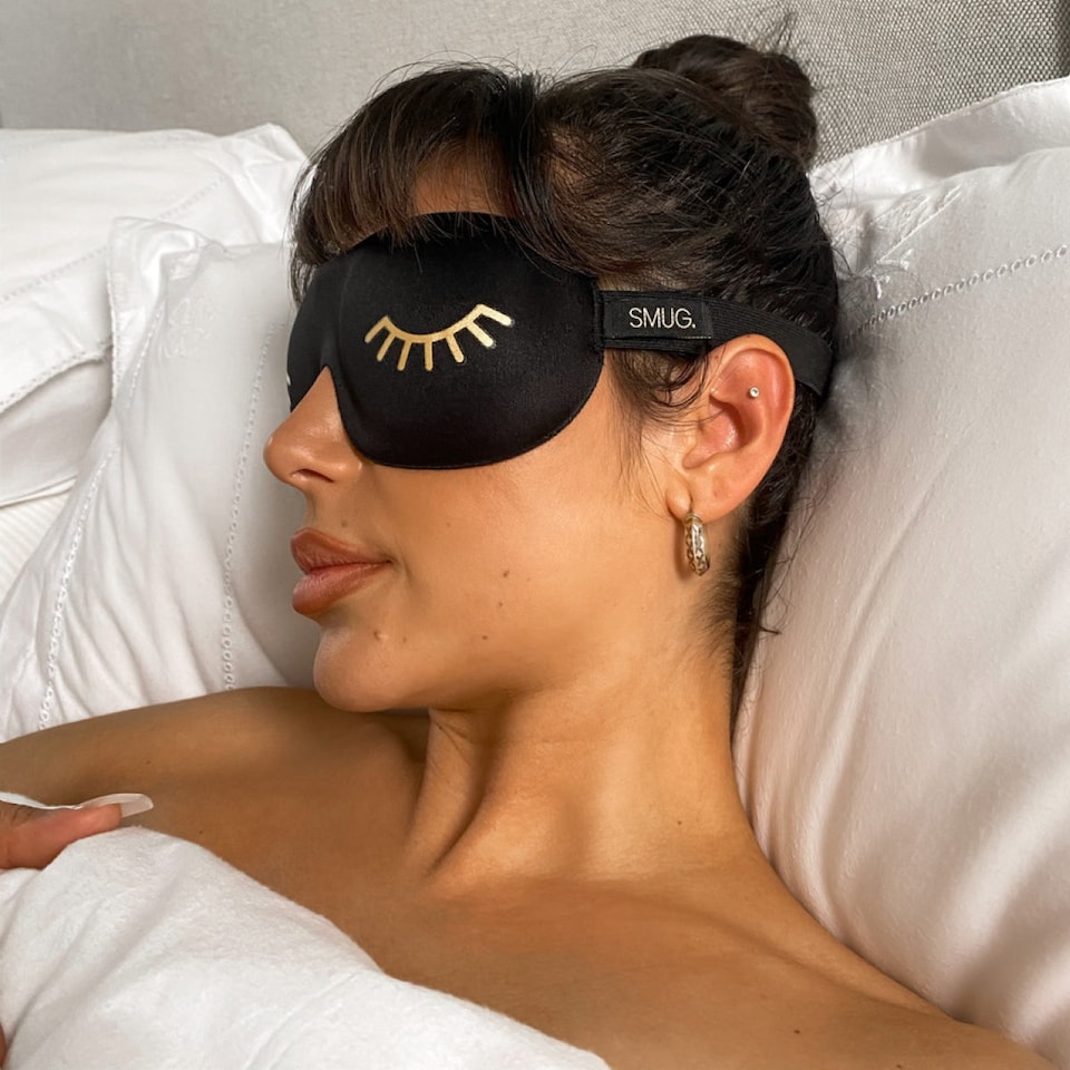 image 1 of SMUG Contoured 3D Blackout Sleep Mask - Wink Print, Black