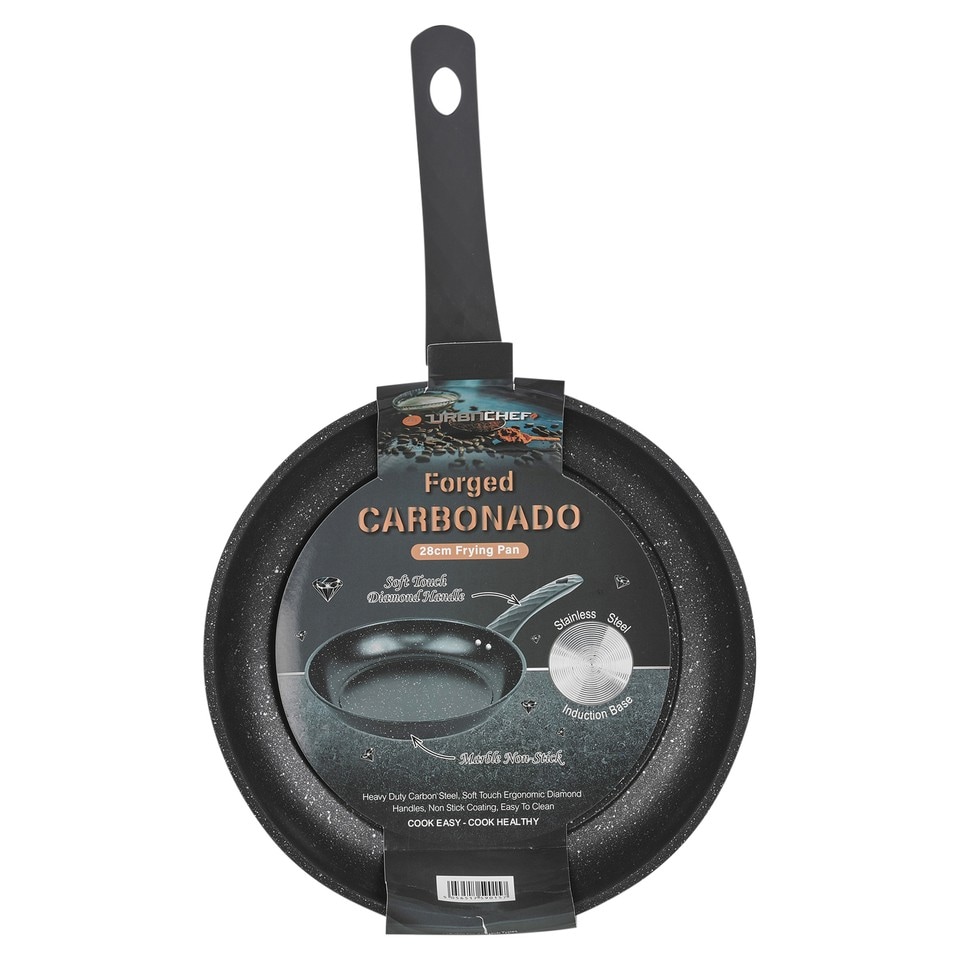 image 1 of Pressed Carbon Saucepans Casserole Pots Frying Pans Induction Soft Touch Handles | Black | Black | 28cm Frying Pan | 1