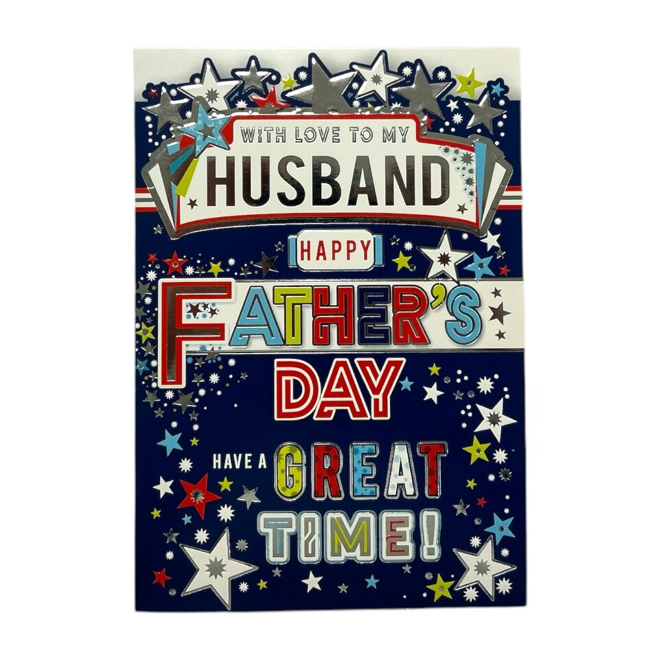 image 1 of To My Husband Star Design Blue Father's Day Card