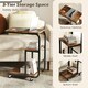 image 10 of COSTWAY Set of 2 C-shaped End Table Couch Table w/Shelves Brown