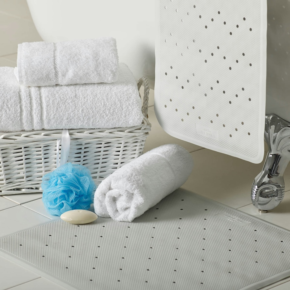 image 1 of Vision Essentials Anti-Slip Rubber Square Shower Mat White | White | One Size
