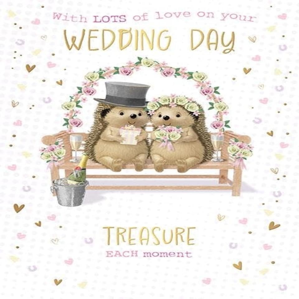 Words 'n' Wishes Wedding Card - With LOTS of Love on Your Wedding Day, 22.5 x 16.3 cms, Multi-coloured, Made in the UK