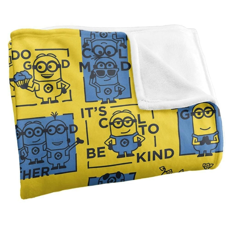 image 1 of Minions Positivity Squares Blanket - White - One Size