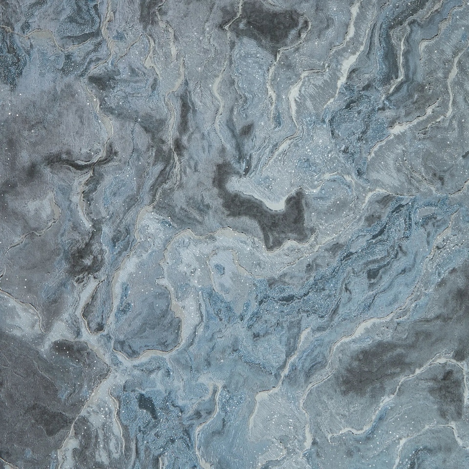 image 1 of Nakura Wallpaper in Grey and Blue with Silver Metallic | Grey | Grey and Blue with Silver Metallic | 53cm x 10m