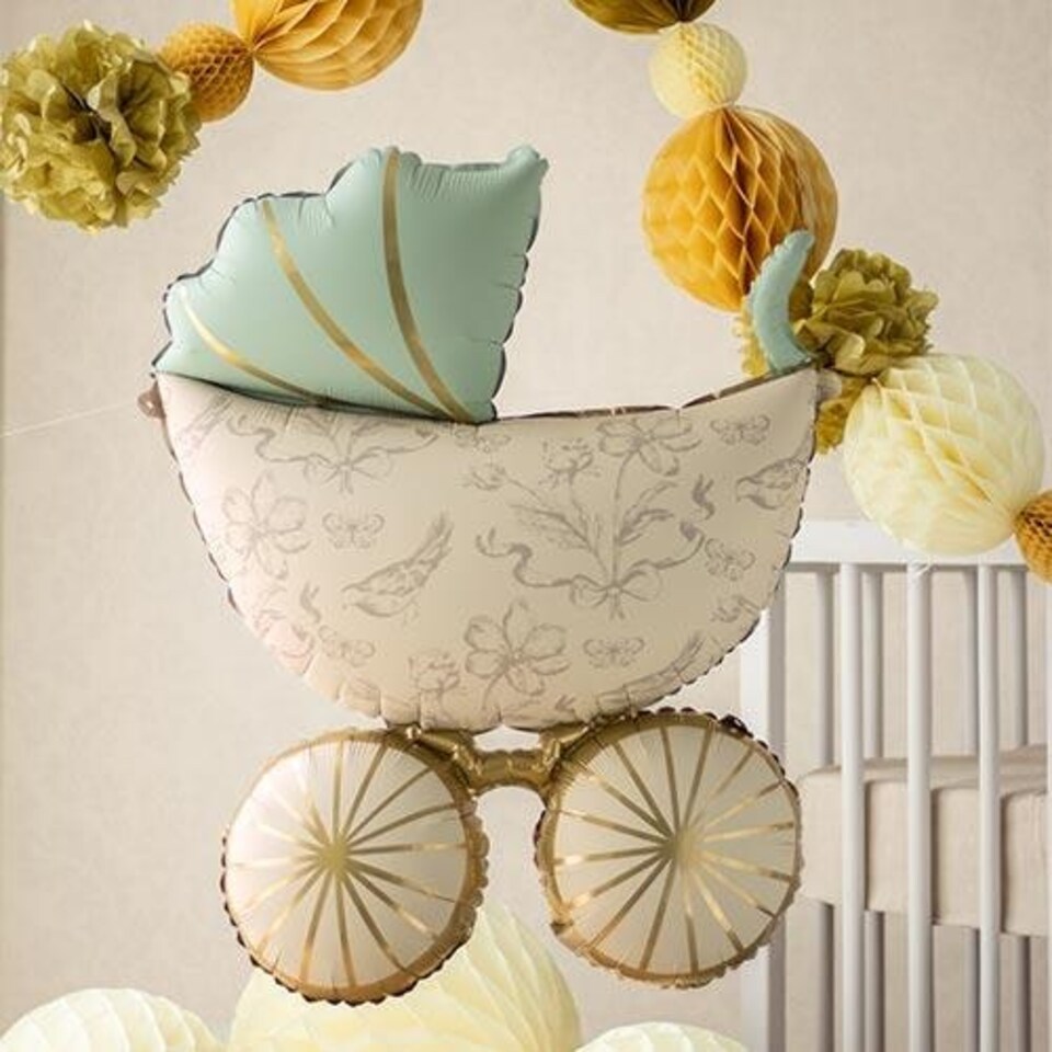 image 1 of Mint Green Baby Carriage Giant Helium Foil Balloon 96cm / 38 in | Green