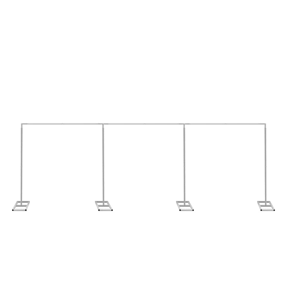 image 1 of 3x9m Silver Modular Rectangular Backdrop Stand Kit with Metal Frame - 4 Base, 14 Pipes