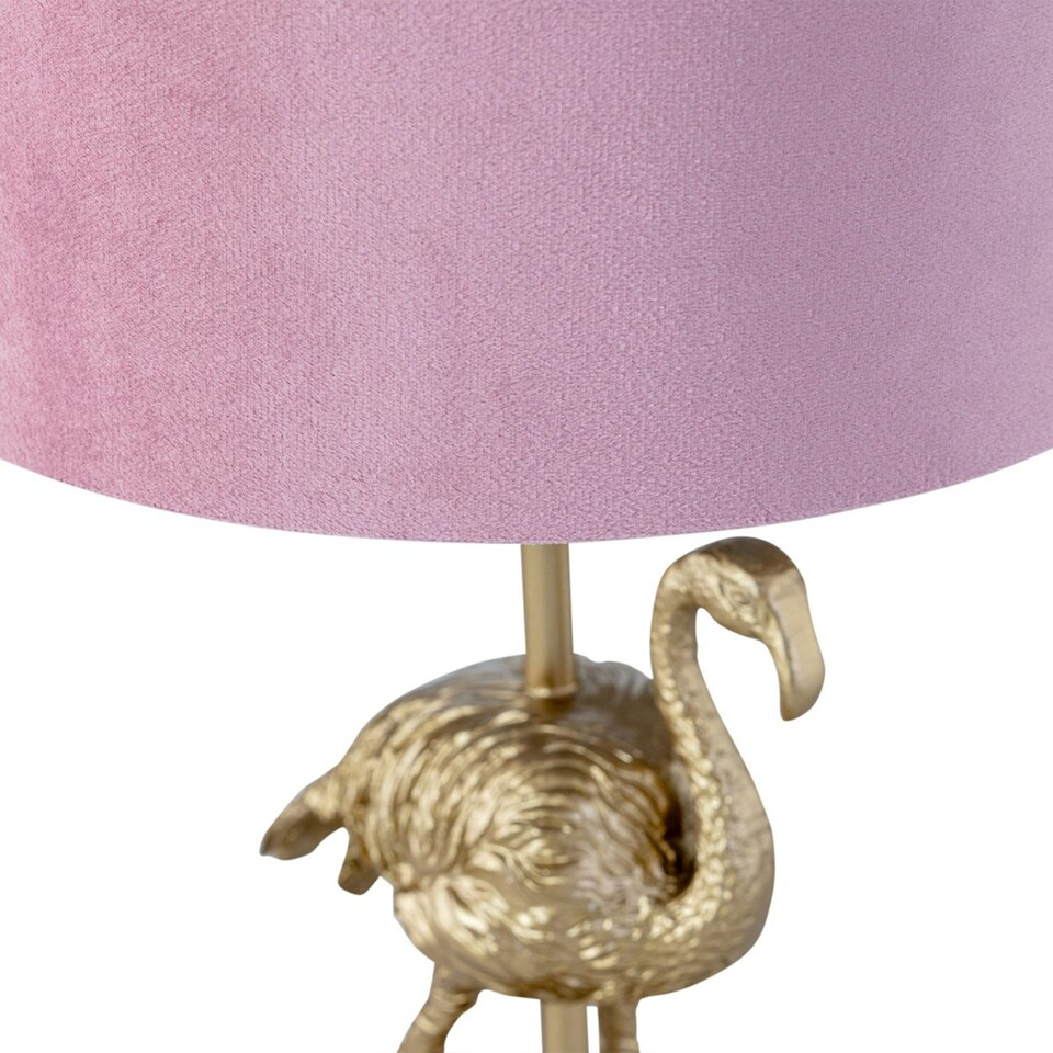 image 1 of Flamingo - Gold Table Lamp with Pink Velvet Shade Gold | Pink