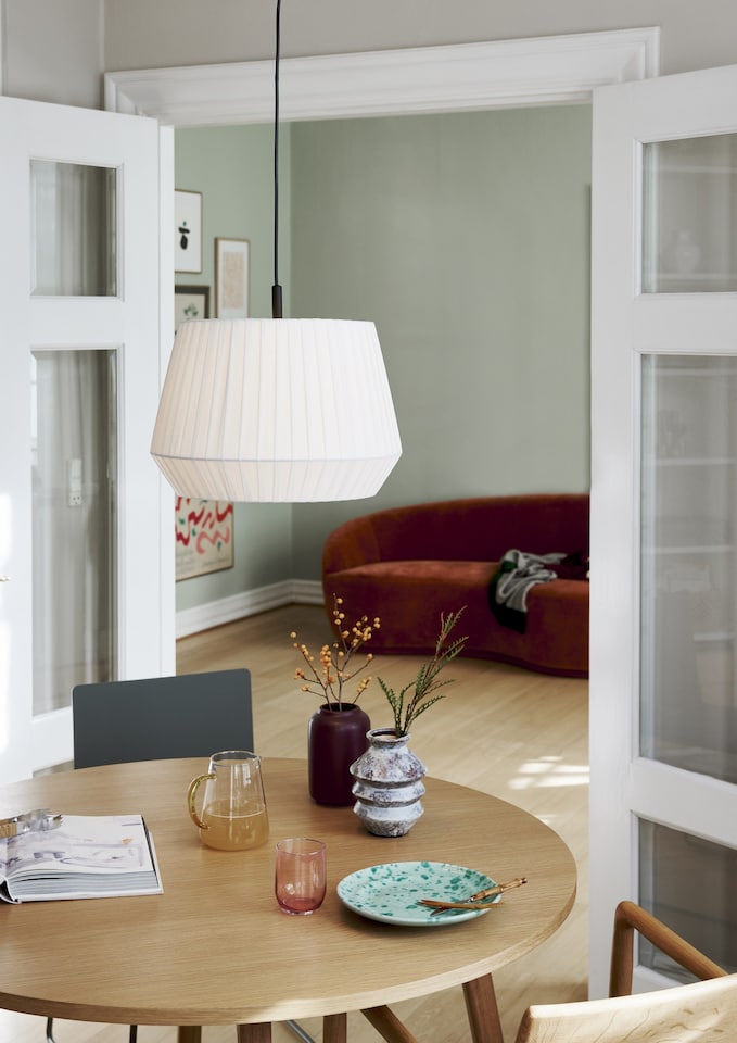 image 1 of Nordlux Dicte Indoor Pendant Light White Textile E27 Hand Pleated - Mains Powered, IP20 | White