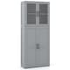 image 2 of COSTWAY Broom Closet Storage Cabinet Wooden Utility Grey