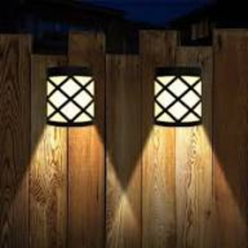 image 1 of Solar LED Fence & Wall Lights Bright White Outdoor Garden Lights Weather Resistant Auto On Off with Wall Fixings Pack of 4