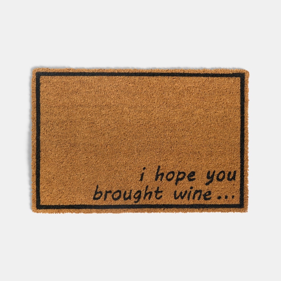 image 1 of OHS Hope You Brought Wine Slogan Non Slip Coir Mat Doormat Rug