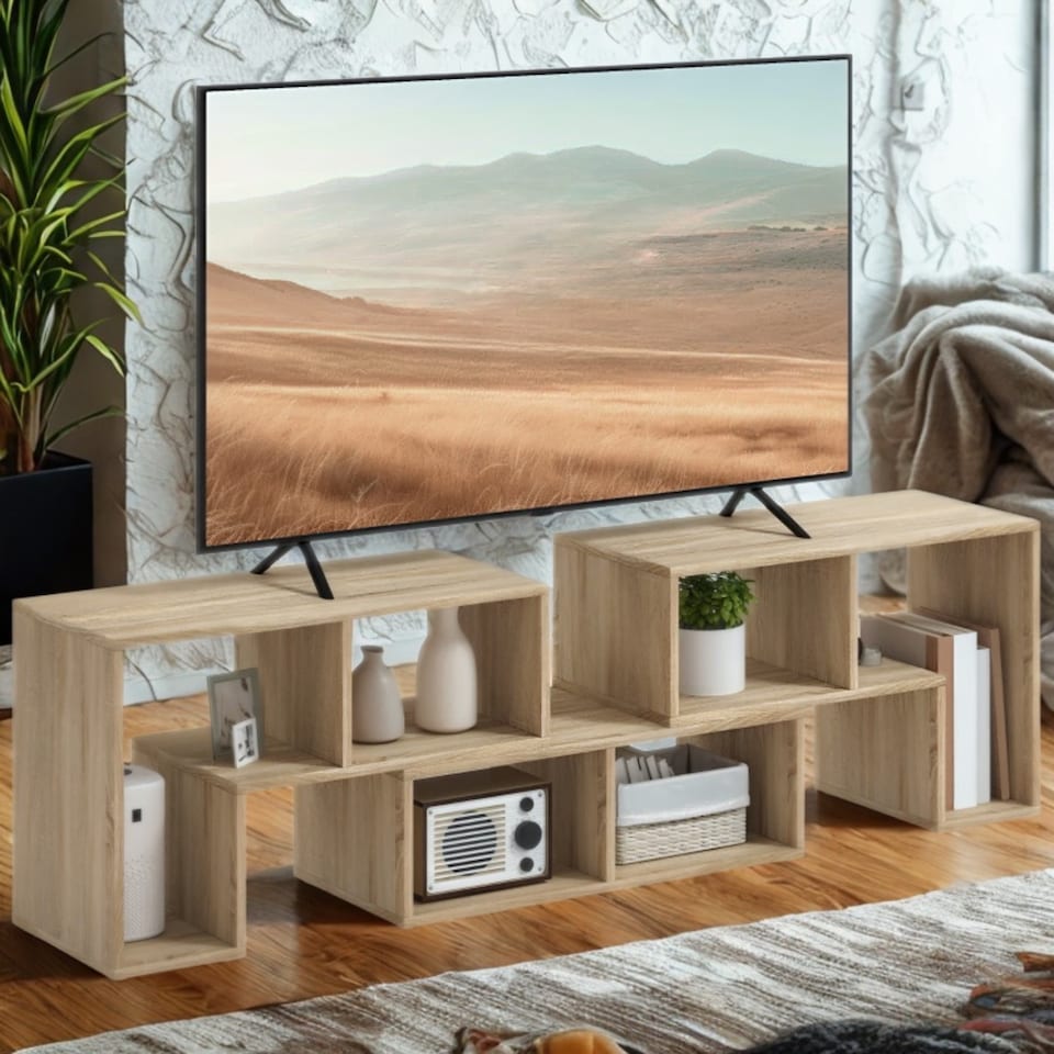 image 1 of Adjustable Free Combination TV Stand Unit With Storage Grey