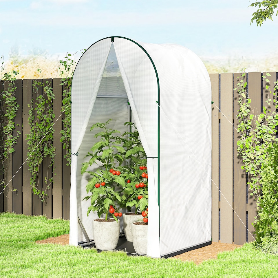 image 1 of Outsunny Mini Greenhouse, Small Greenhouse with PE Base, White | White | White