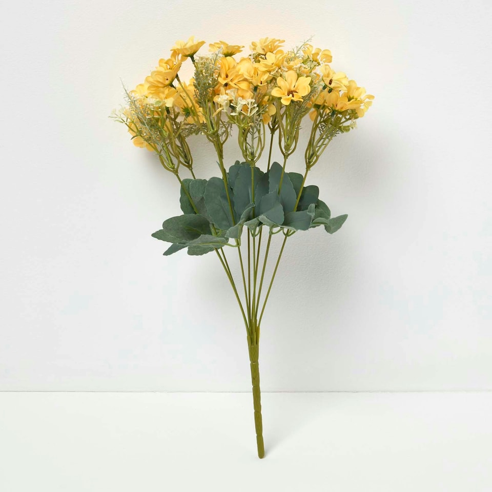 image 1 of Homescapes Artificial Wild Daisy Yellow Bouquet Flower, 46 cm