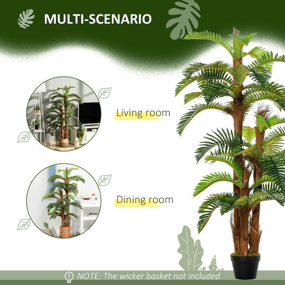 image 1 of Outsunny Artificial Palm Plant Fake Tree for Home Office, 150cm