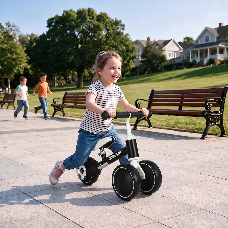 image 1 of AIYAPLAY Balance Bike with 135° Steering Limit for Toddlers 1-2 Y, Black