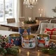 image 2 of Christmas Metal Storage Mini Tins Set Nesting Stacking Containers Festive Design | Multi | Blue