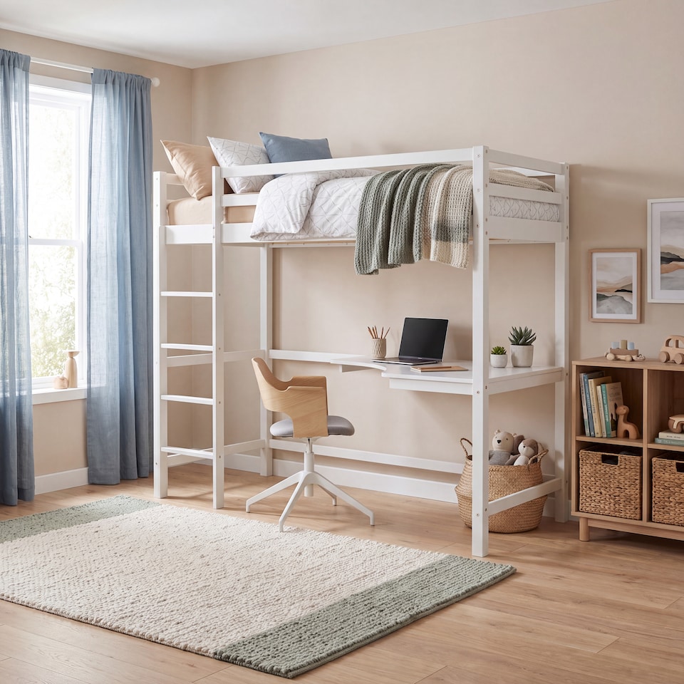 image 1 of Vida Designs Sydney Kids Bunk Bed With Desk - Suitable for 3ft Single Mattress - White