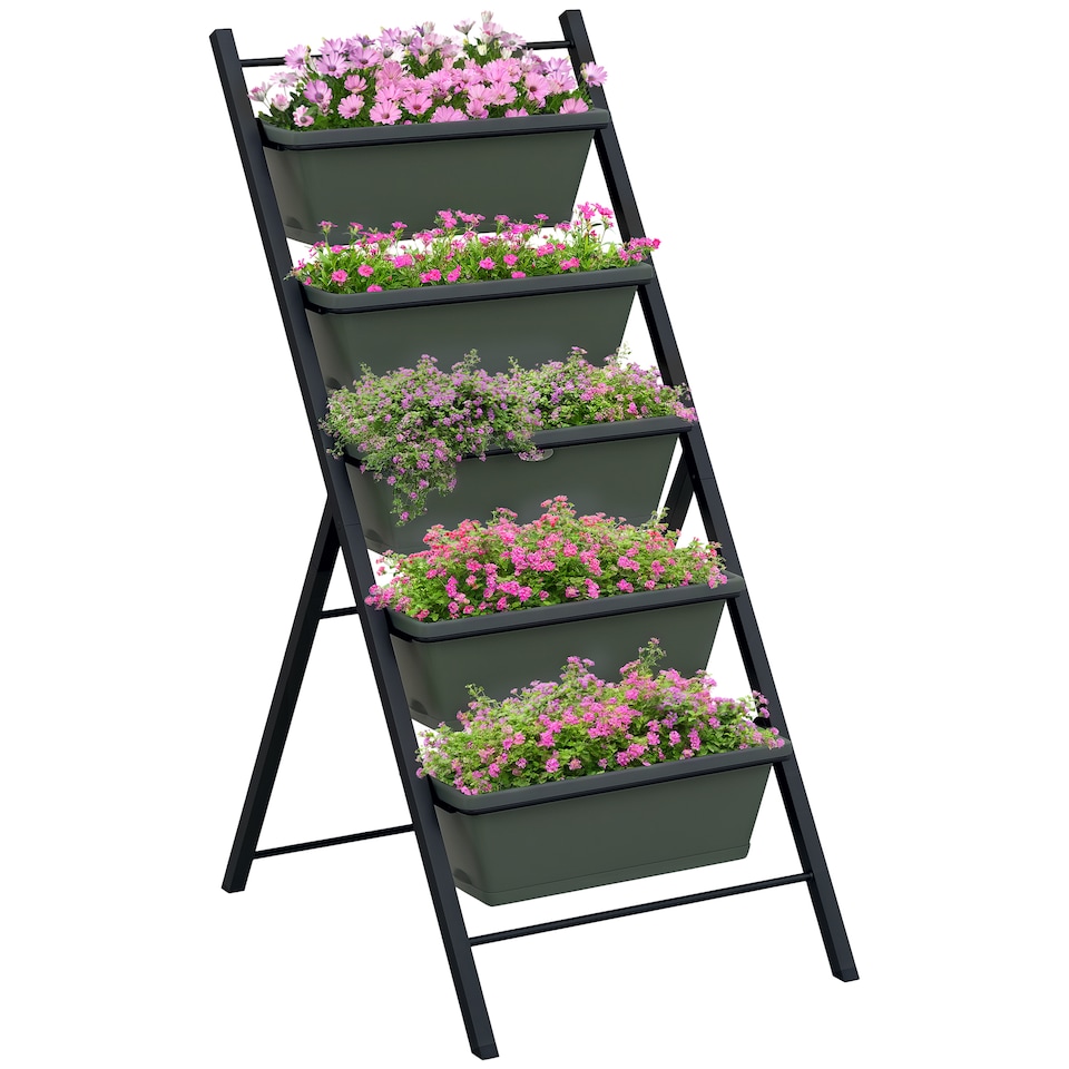image 1 of Outsunny Indoor Outdoor Vertical Raised Garden Bed with 5 Removable Tray