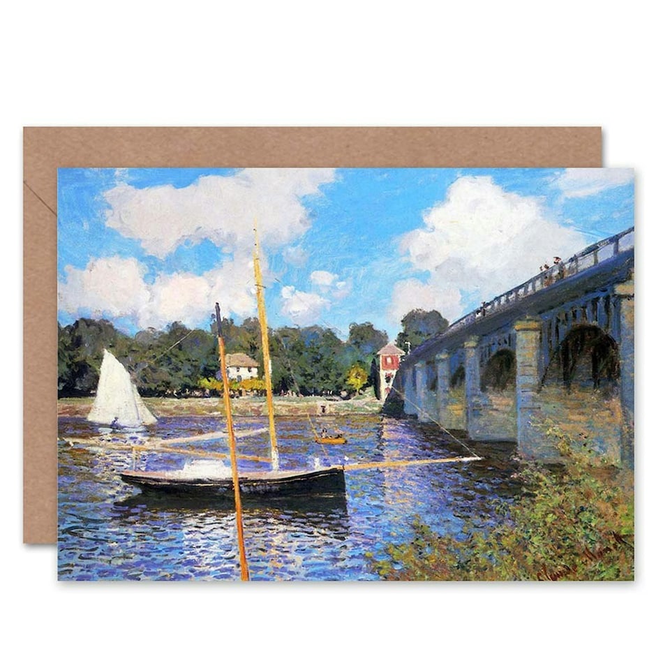 image 1 of Claude Monet Painting The Bridge at Argenteuil Birthday Card
