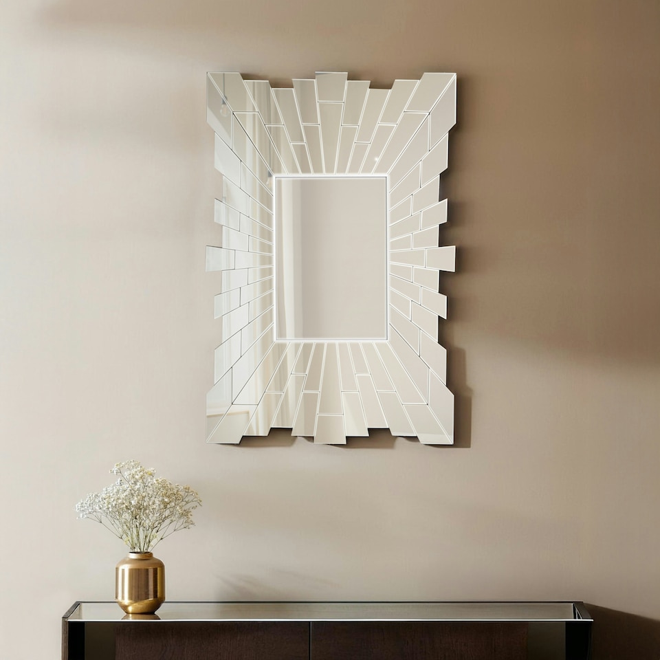 image 1 of Glitzy Rectangular Wall Mirror Silver