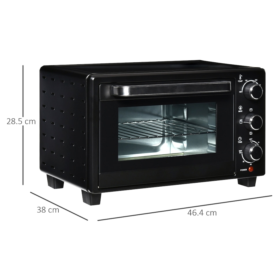 image 1 of HOMCOM Mini Oven 21L Electric Grill w/ Adjustable Temp Timer 1400W, Black
