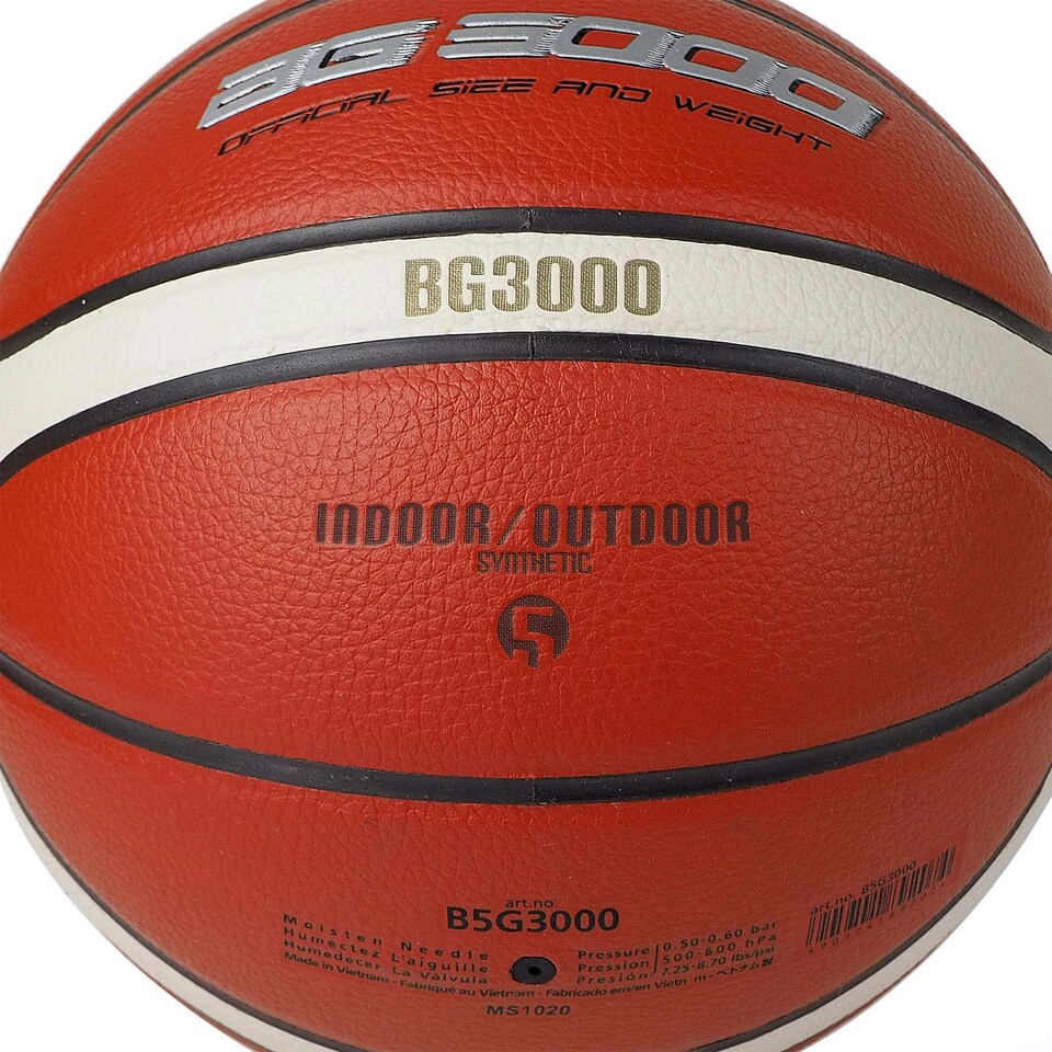 image 1 of Molten BG3000 Basketball, Indoor/Outdoor, Synthetic Leather, Size 5, Orange/Ivory, Suitable For Boys Age 7, 8, 9, 10 & 11, Girls age 12 & 13