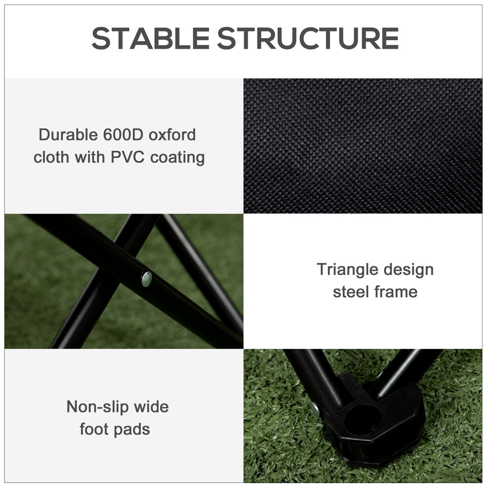 image 1 of Outsunny Camping Chair, Lightweight Folding Chair with Carrying Bag and Storage Pocket, Perfect for Festivals, Fishing, Beach and Hiking, Black