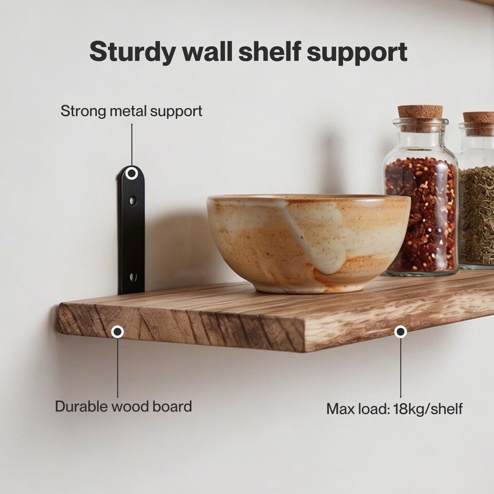 image 1 of Levede Floating Shelves Wood Wall Mounted Shelf Rustic Set of 5 Light Brown