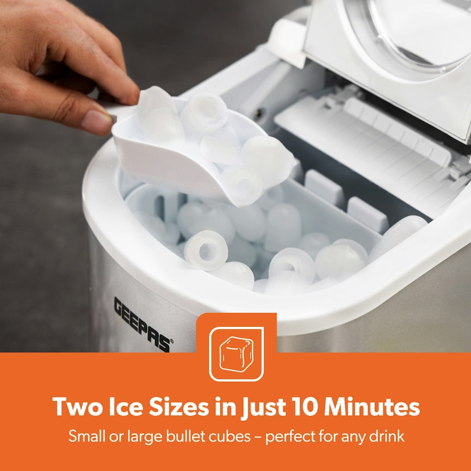image 1 of GEEPAS Countertop Ice cube Maker - 2.2L Tank, Silver