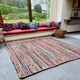 image 1 of MISHRAN Square Rug with Recycled Fabric - Jute - L150 x W150 - Multicolour Multi