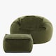 image 3 of Kingston Classic Velvet Bean Bag Chair & Pouffe Olive Green Bean Bag Chair | Green | Olive Green | 2