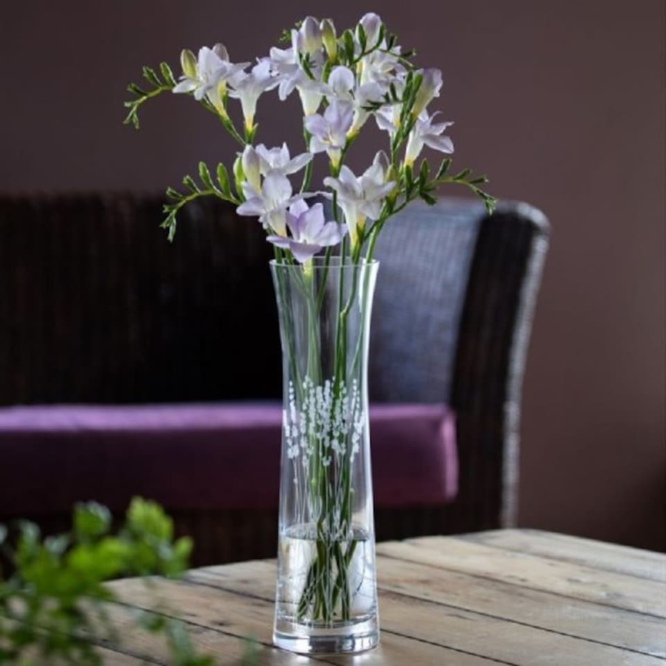 image 1 of Vase: 32cm Dartington Crystal Lavender Bloom Vase, Crystal Glass Clear