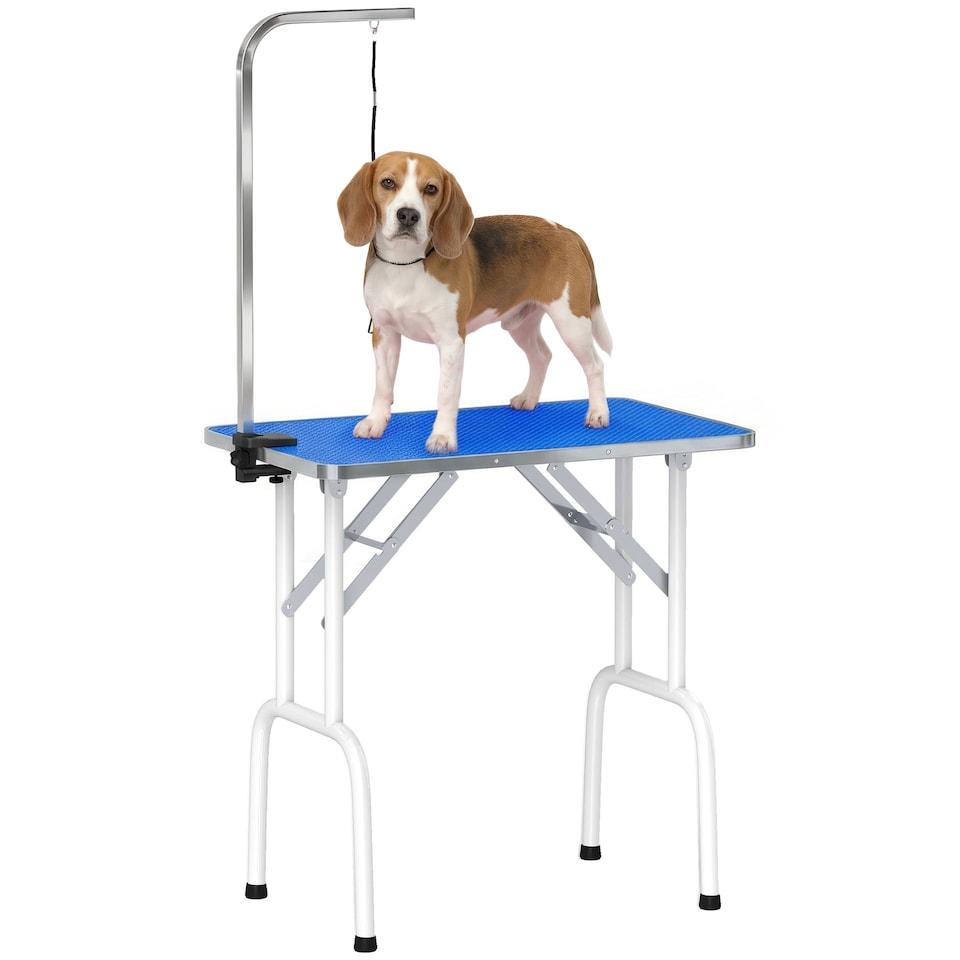 image 1 of PawHut Foldable Dog Grooming Table 32" Height Adjustable Arm for Small Dogs
