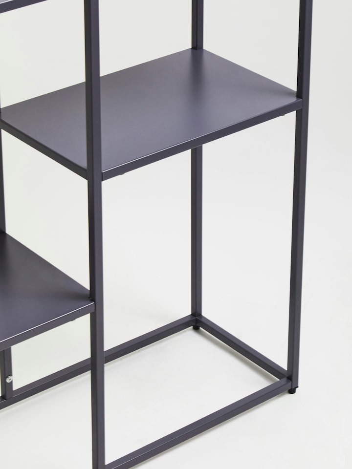 image 1 of Orsina Stylish Grey Metal Multi Shelf Unit, Practical Design Corner Shelf Unit, Multi Level Narrow Shelving Unit